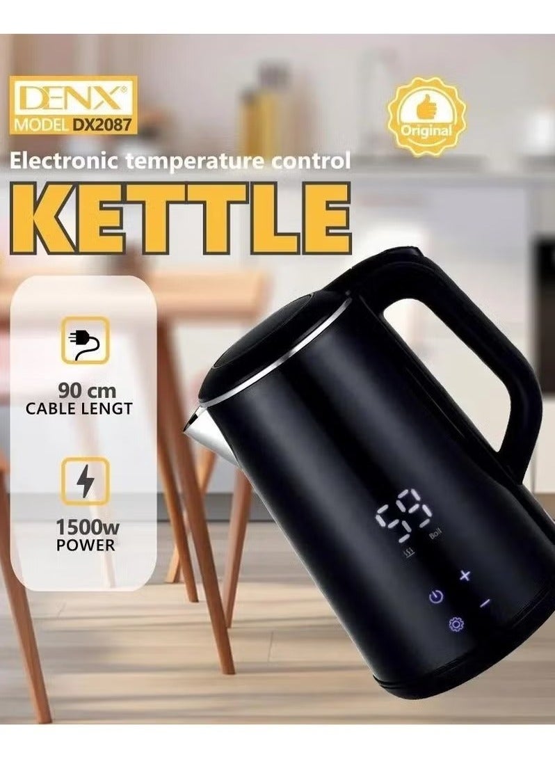 Denx 1.6L Quiet Electric Kettle, Boil-Dry Protection, 1500W - Image 2