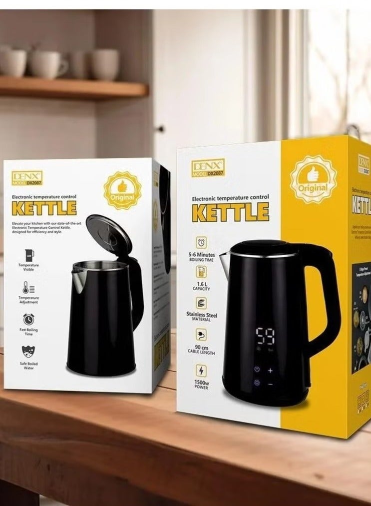 Denx 1.6L Quiet Electric Kettle, Boil-Dry Protection, 1500W - Image 4