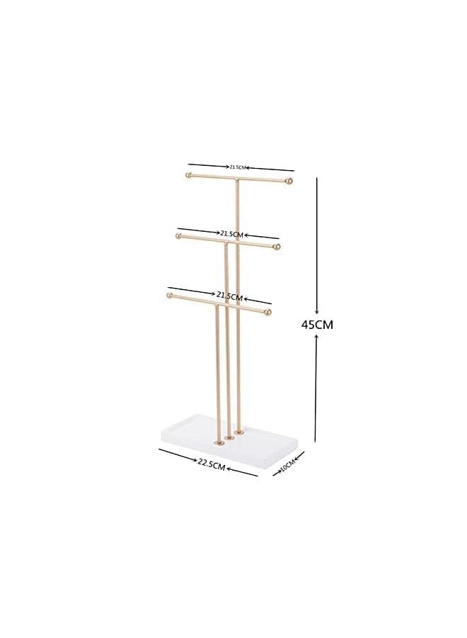 Beauenty Three Tier Trigem Hanging Jewelry T Shaped Display Rack,layered Jewelry Rack Organizers For Necklaces,Bracelets, Rings, Organizers Trays With Bases Display Holder Tiered - Image 3