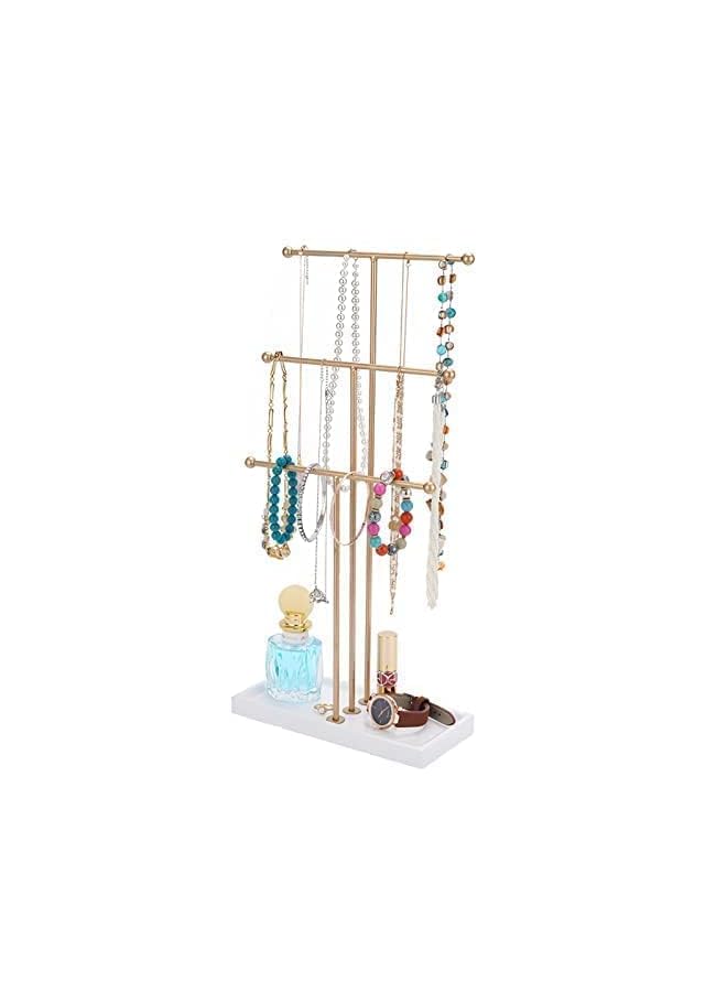 Beauenty Three Tier Trigem Hanging Jewelry T Shaped Display Rack,layered Jewelry Rack Organizers For Necklaces,Bracelets, Rings, Organizers Trays With Bases Display Holder Tiered - Image 2