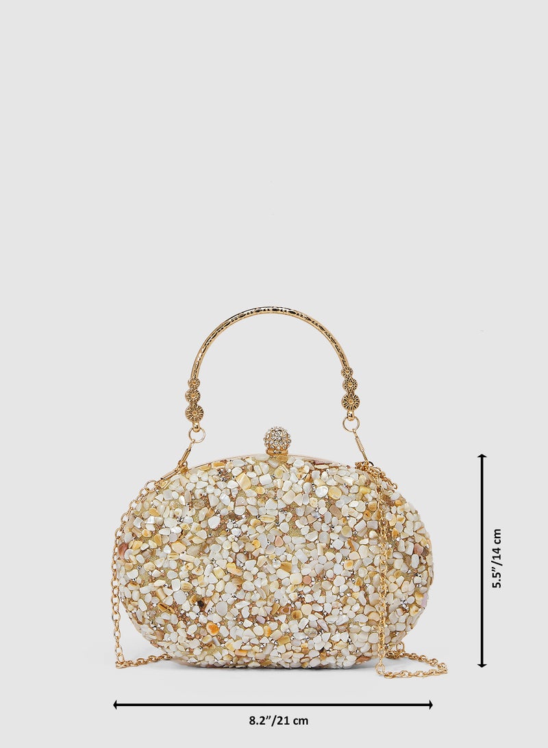 Khizana Embellished Handle Detail Clutch - Image 5