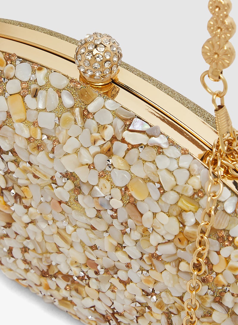 Khizana Embellished Handle Detail Clutch - Image 3