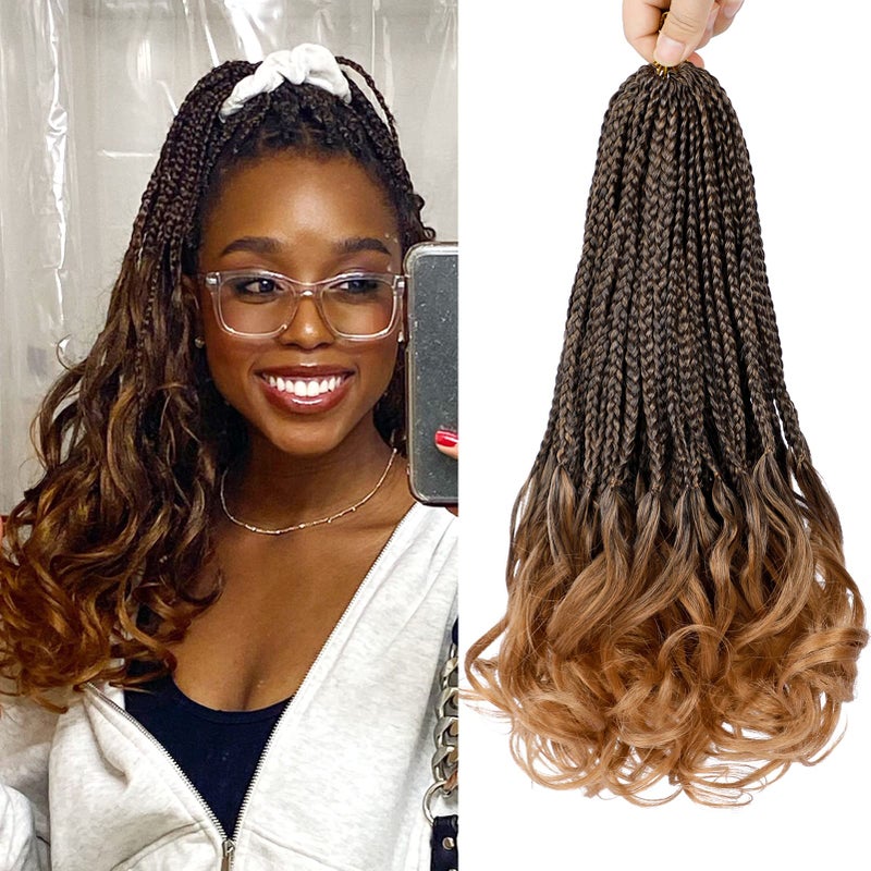 Dorsanee French Curl Crochet Braids 14 Inch 6 Packs Goddess Box Braids Crochet Hair Pre Looped French Curly Braiding Hair Crochet Box Braids With Curly Wavy Ends Synthetic Hair Extensions 1B30 - Image 3