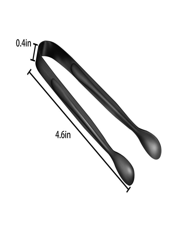 TOUGS 10 Pack Small Ice Tongs Sugar Tongs, Stainless Steel Mini Serving Appetizers Tongs for Party Coffee Tea Wine Bar Kitchen (Black) - Image 2
