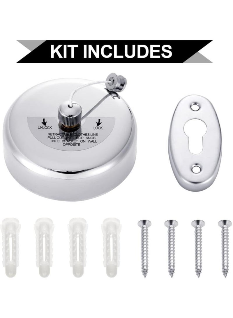 حبل غسيل قابل للسحب، حبل غسيل مثبت على الحائط، سلك سحب قابل للتعديل من الفولاذ المقاوم للصدأ بطول 2.8 متر، مناسب للاستخدام الداخلي والخارجي (غير قابل للصدأ) - Image 3