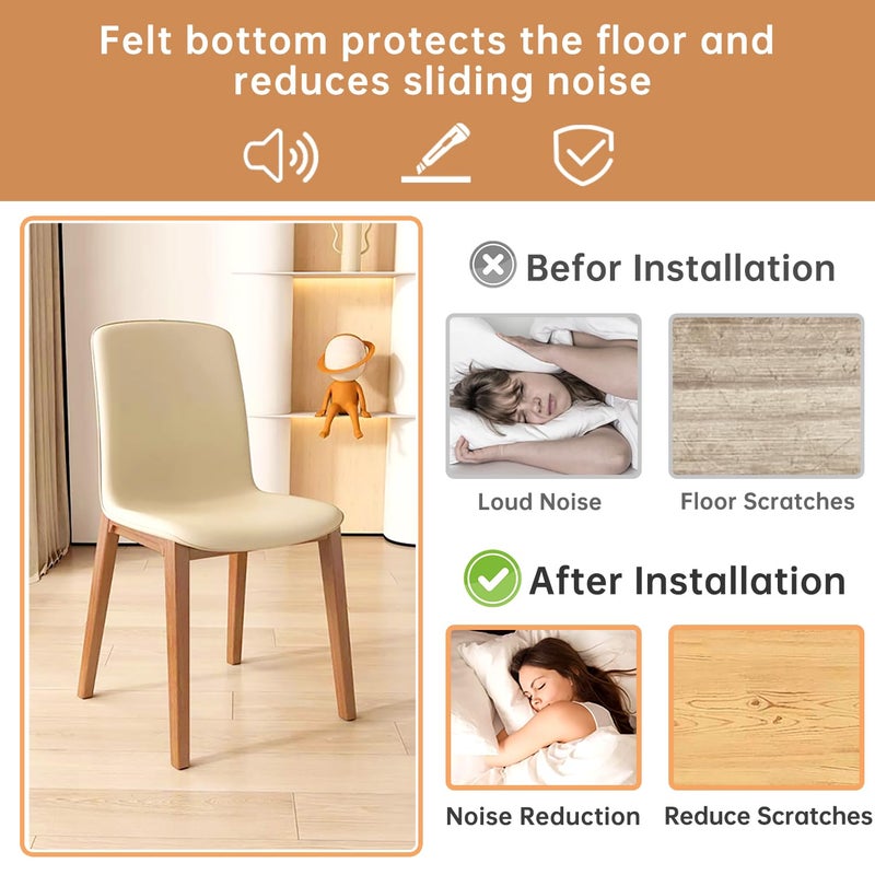 TOMHUA 28Pcs Chair Leg Floor Protectors Square For Hardwood Floors Silicone Caps Felt Furniture Pads Covers Clear Chair Sliders, Protect The Floor From Scratches(Fit:1-1/16"" ~ 1-5/8"") - Image 2