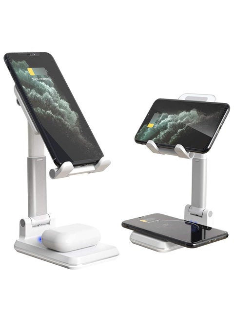 Dual 10W 2 in 1 Wireless Charger Stand,Angle Height Adjustable Wireless Charging Cell Phone Desk Holder Dock Compatible with iPhone 12/11 Pro/XS/XR/X,AirPods,Galaxy S20/S10 etc