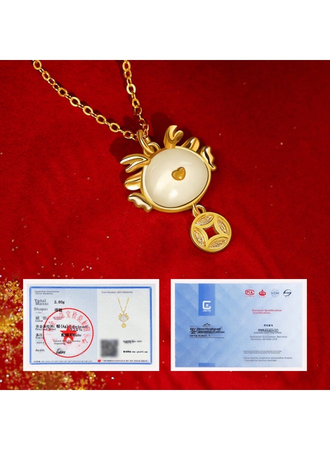 Manhe S925 Silver Necklace For Women, Pendant Collarbone Chain elry, Zodiac Dragon Year Birthday Gift For Girlfriend - Image 2