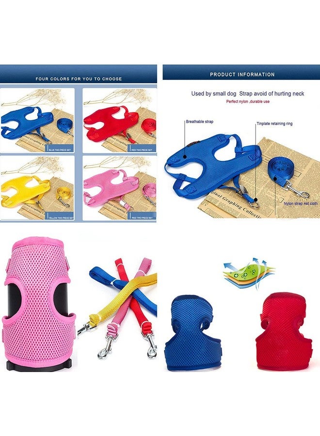 سترة مبطنة مريحة من شبكة ناعمة قابلة للتعديل مع مجموعة مقود للكلاب الصغيرة والقطط والأرانب والجراء (اللون حسب المتوفر) - Image 5