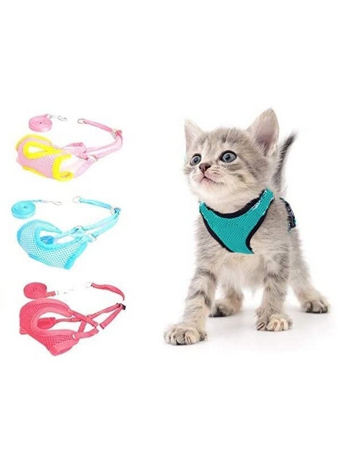 سترة مبطنة مريحة من شبكة ناعمة قابلة للتعديل مع مجموعة مقود للكلاب الصغيرة والقطط والأرانب والجراء (اللون حسب المتوفر) - Image 3