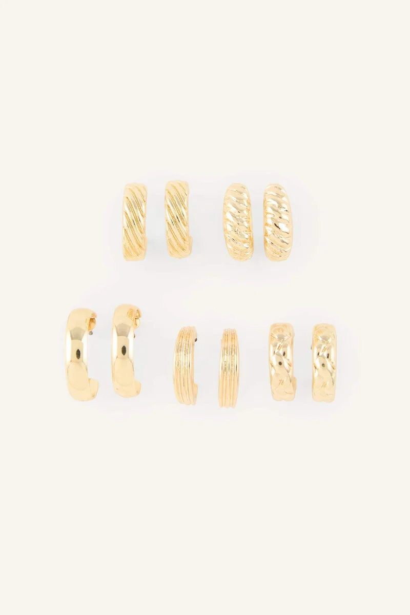 Woman 5-Pack Gold Earrings