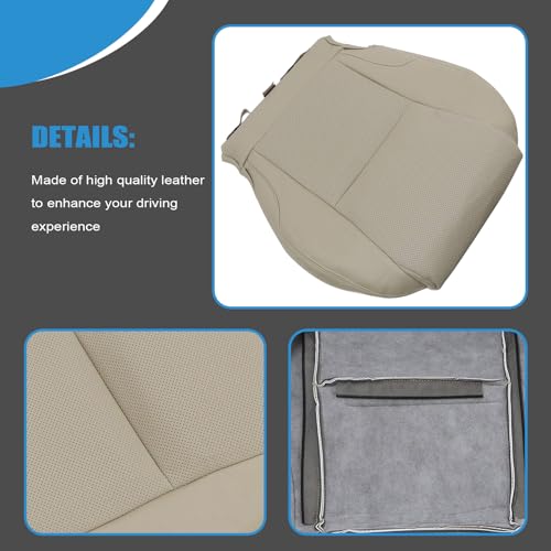 Priprilod Tan Perforated Leather Driver & Passenger Side Bottom Seat Cover Compatible with Lexus IS250 IS350 2006 2007 2008 2009 2010 2011 2012 2013 - Image 2