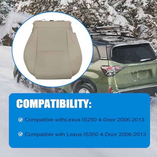 Priprilod Tan Perforated Leather Driver & Passenger Side Bottom Seat Cover Compatible with Lexus IS250 IS350 2006 2007 2008 2009 2010 2011 2012 2013 - Image 3