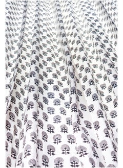OJARIYA Grey And White Hand Block Printed 100 Percent Premium Organic Cotton Curtain 274 X 152 Cm  - Image 3