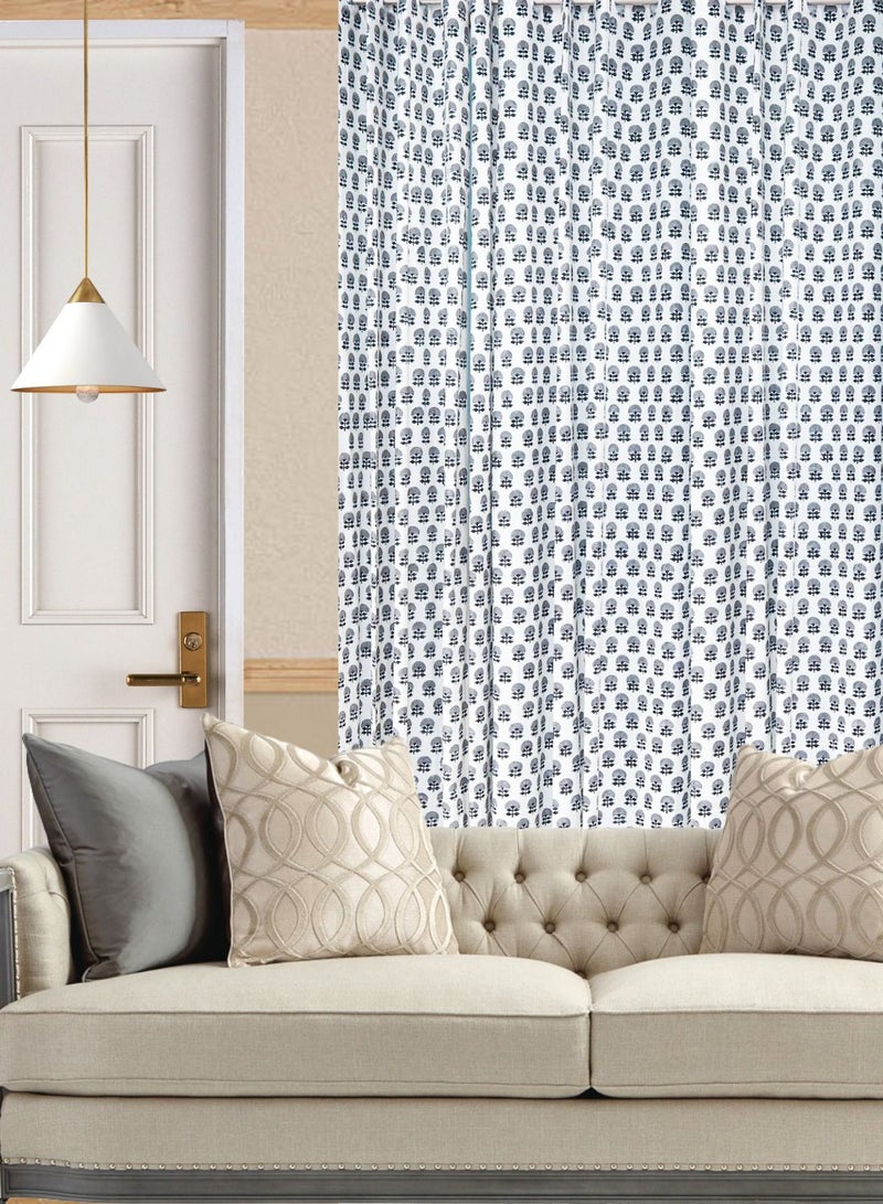 أوجريا ستارة من القطن العضوي الفاخر بطبعات يدوية باللونين الرمادي والأبيض بنسبة 100 في المائة 274 × 152 سم - Image 2