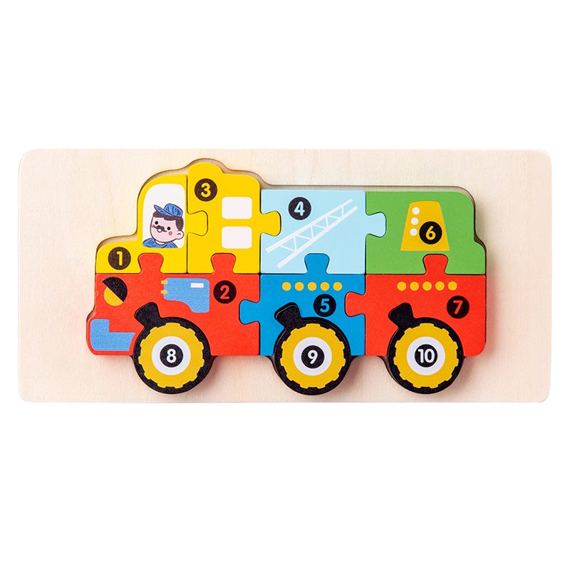 Wooden Early Childhood Education Three-Dimensional Puzzle Building Blocks Animal Traffic Cognition Puzzle Baby Intelligence Development Toy - Image 1