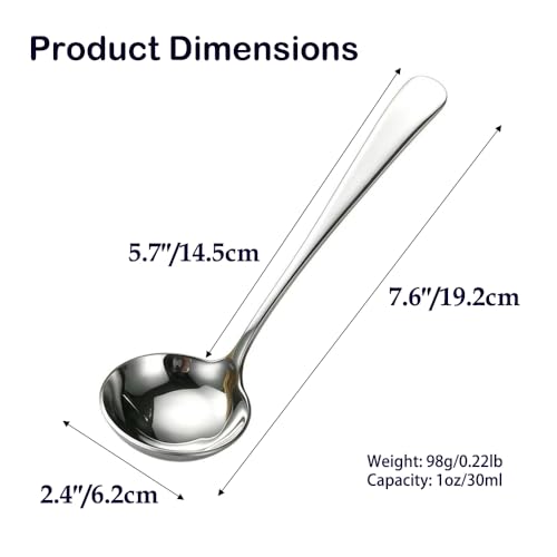 ZDFQly Small Ladle, 304 Stainless Steel Small Gravy Soup Serving Ladle for Sauces or Serving Soup Spoon, Silver (2 pack) - Image 2