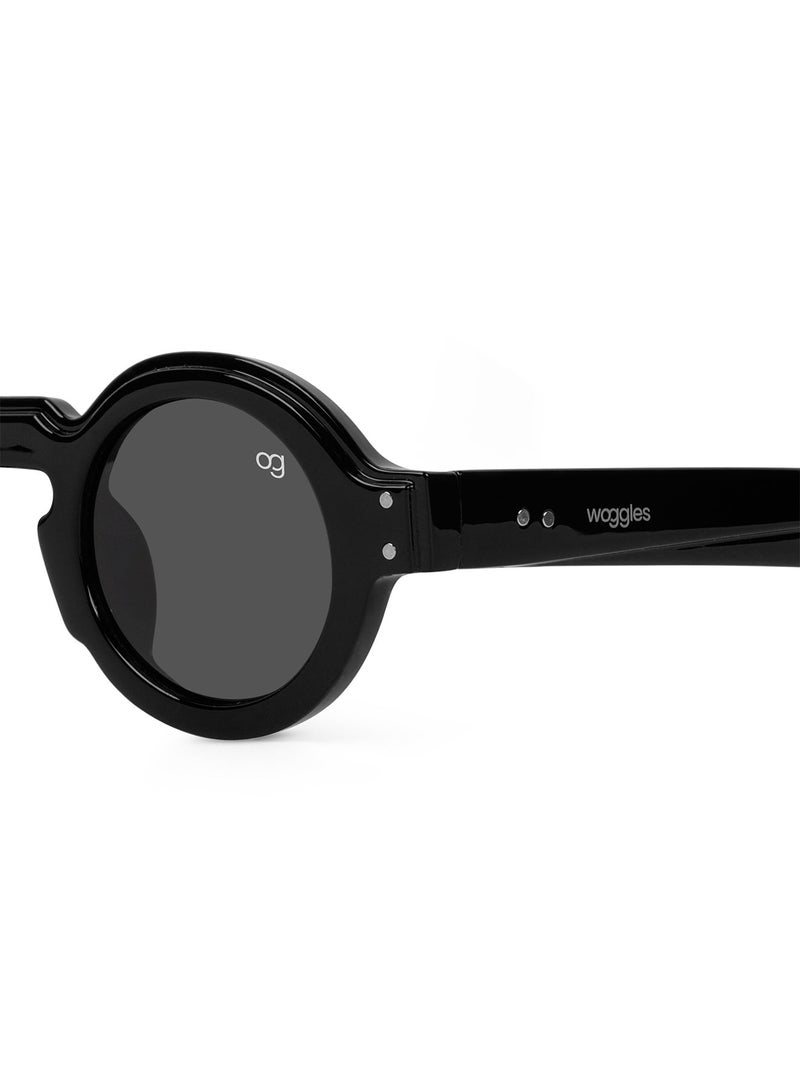 ووجلز نظارات شمسية دائرية سوداء بتصميم فاخر للرجال والنساء بحماية % من الأشعة فوق البنفسجية - Image 3