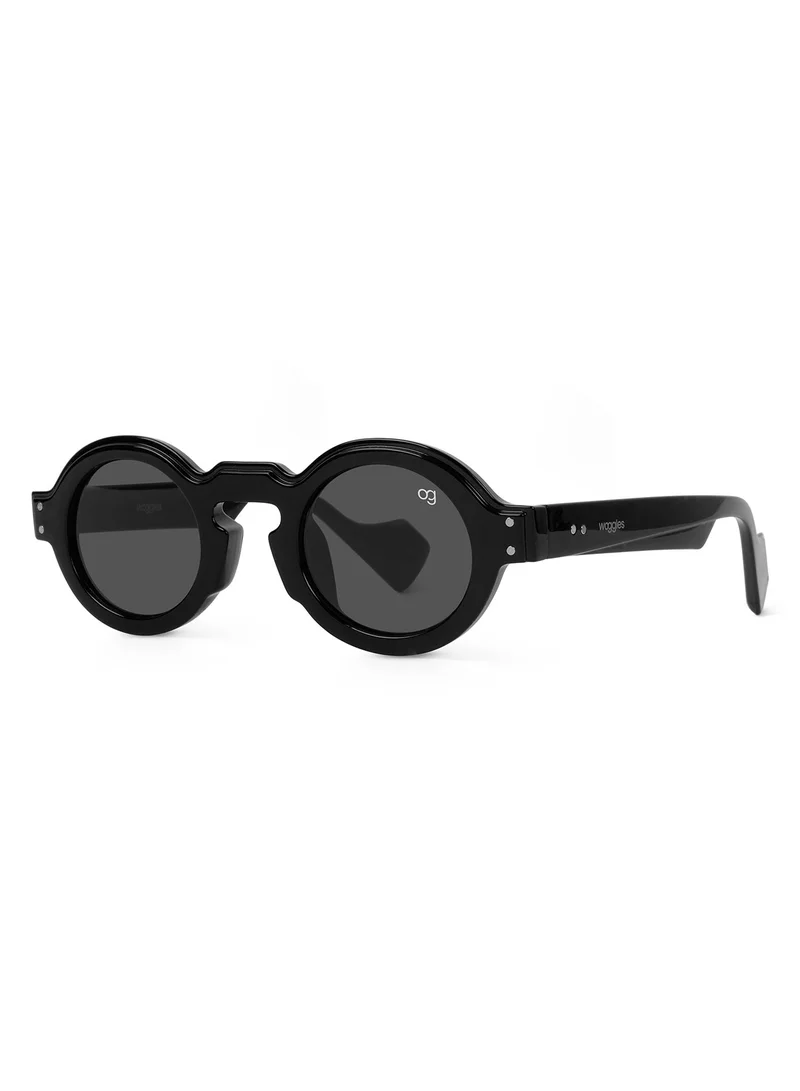 Woggles  Designer Black Round Sunglasses| Men & Women| 100% Uv Protection  | Best Price UAE