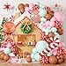 Biapian Gingerbread Balloon Arch Kit 115 Pcs Pastel Pink Christmas Party Decorations with Pink Green and Red Latex Candy Cane Gingerbread Man Balloons Foil for Christmas Cookie Xmas New Year Party Supplies - Image 2