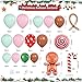Biapian Gingerbread Balloon Arch Kit 115 Pcs Pastel Pink Christmas Party Decorations with Pink Green and Red Latex Candy Cane Gingerbread Man Balloons Foil for Christmas Cookie Xmas New Year Party Supplies - Image 4