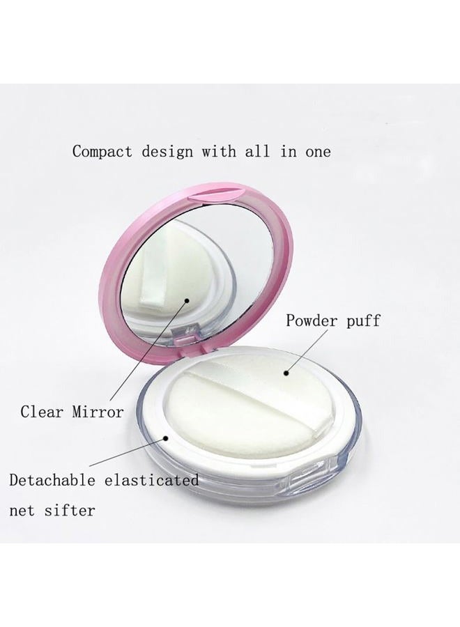 Sohynca Empty Plastic Loose Powder Compact Container with Velvet Powder puff Mirror and Elasticated Net Sifter,Empty Reusable Powder box, 5g Portable DIY Makeup Powder case - Image 3
