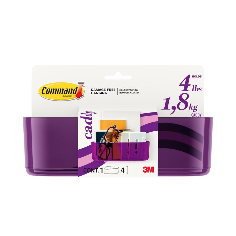 Command Clear Caddy, Candied Plum, 1 caddy, 4 strips - Image 1