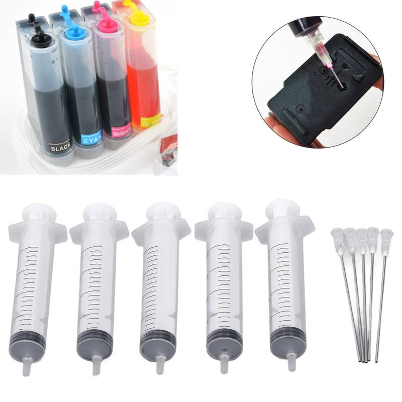 5Pcs Inkjet Printer Ink Refill Kit with 20ml Syringe and Flat Needles for Home Office Printing - Image 5