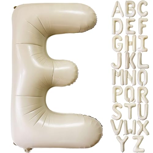 Lovoir 40 Inch Cream White Letter E Balloons 1 Pcs Unisex Adults Wedding Birthday Occasion Letters Balloons Mylar Foil Material Self Sealing - Image 1