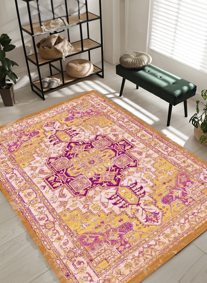 In-House Classic Design Turkish Rectangular Decorative Carpet - Pink - 100x300 cm - Image 1