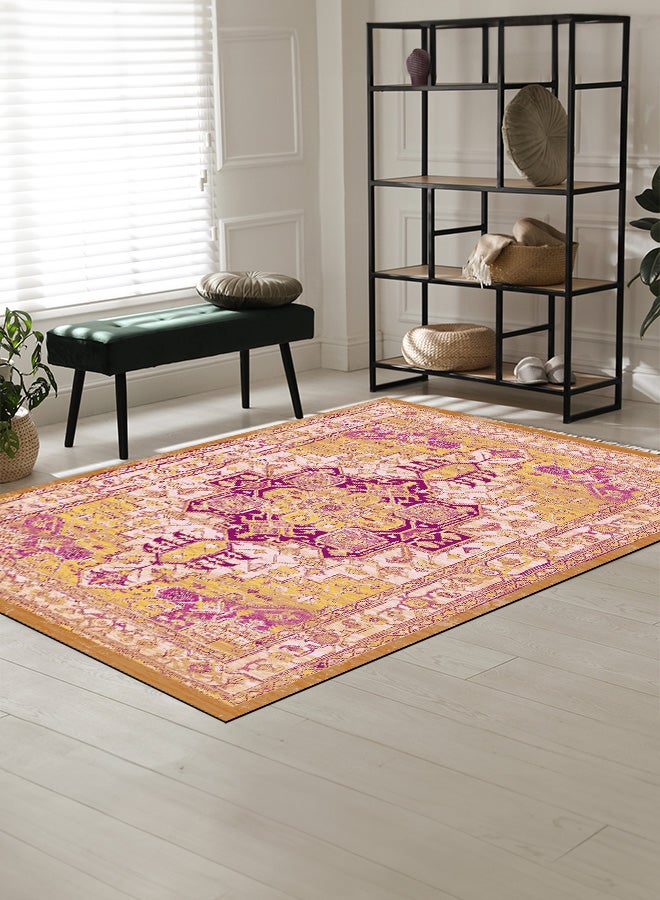 In-House Classic Design Turkish Rectangular Decorative Carpet - Pink - 100x300 cm - Image 2