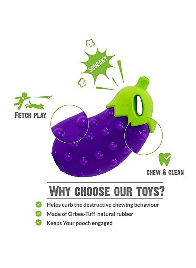 Pet Natural Rubber Chew Veggie Brinjal Shape Squeaky Toys For All Breed Dogs And Puppies (Pack Of 1) - Image 3