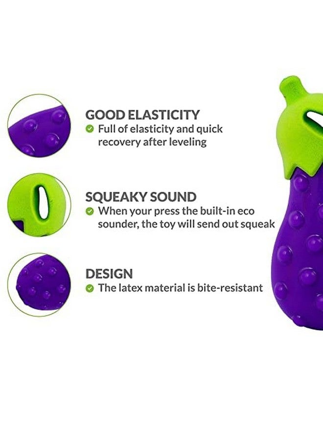Pet Natural Rubber Chew Veggie Brinjal Shape Squeaky Toys For All Breed Dogs And Puppies (Pack Of 1) - Image 4