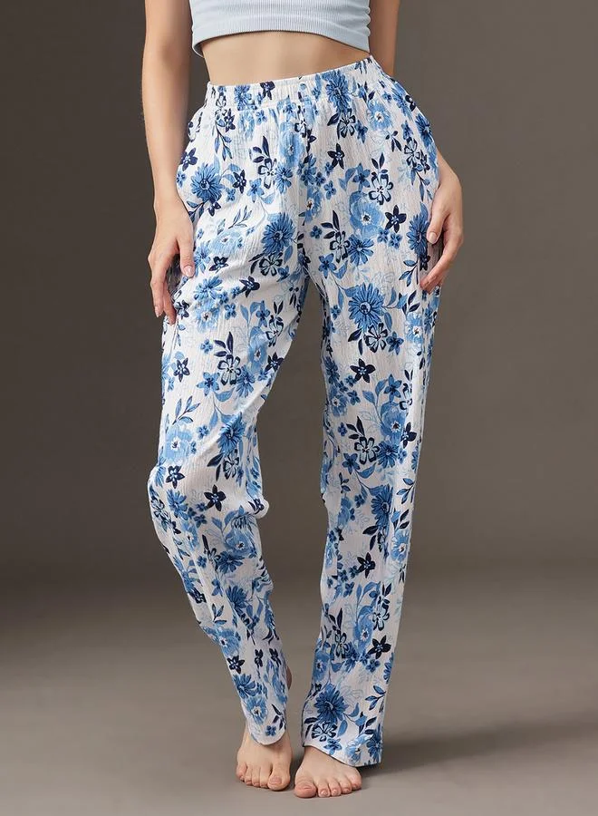 Clovia Floral Print Cotton Pyjama