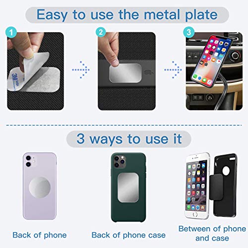 OWLKELA Mount Metal Plate for Phone Magnet Car Mount Holder Cradle with Adhesive, Universal Replacement Sticker Compatible with Magnetic Mounts - 10 Pack Black and Silver (4 Rectangle and 6 Round) - Image 4