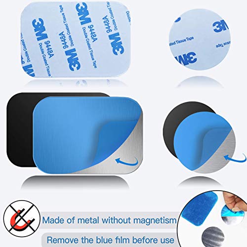 OWLKELA Mount Metal Plate for Phone Magnet Car Mount Holder Cradle with Adhesive, Universal Replacement Sticker Compatible with Magnetic Mounts - 10 Pack Black and Silver (4 Rectangle and 6 Round) - Image 2