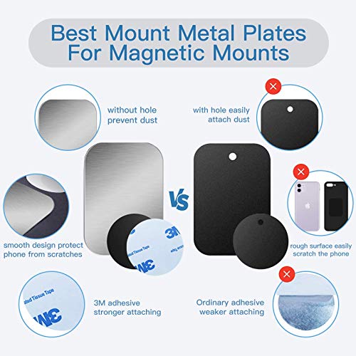 OWLKELA Mount Metal Plate for Phone Magnet Car Mount Holder Cradle with Adhesive, Universal Replacement Sticker Compatible with Magnetic Mounts - 10 Pack Black and Silver (4 Rectangle and 6 Round) - Image 5