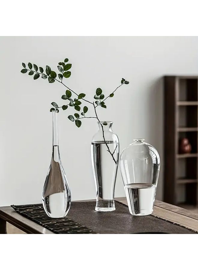 Modern Zen Artificial Jade Bottle Vases Set Transparent Glass Cylinder Flower Vases for Fresh And Dry Arrangements Japanese Inspired Home Decor - Image 1