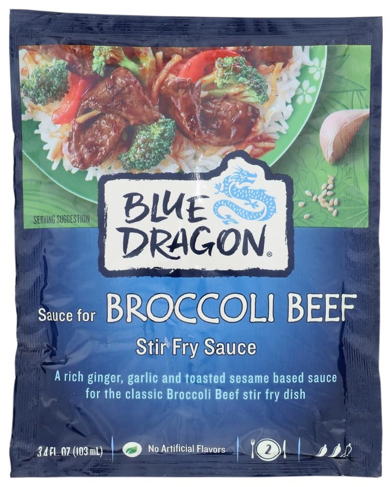 Blue Dragon صلصة ستير فراي بلو دراجون، لحم بقر بروكلي، صلصة غنية أصلية مع زنجبيل، ثوم وسمسم محمص، بدون نكهات صناعية، بدون MSG، 3.4 أونصة (عبوة من 1) - Image 1