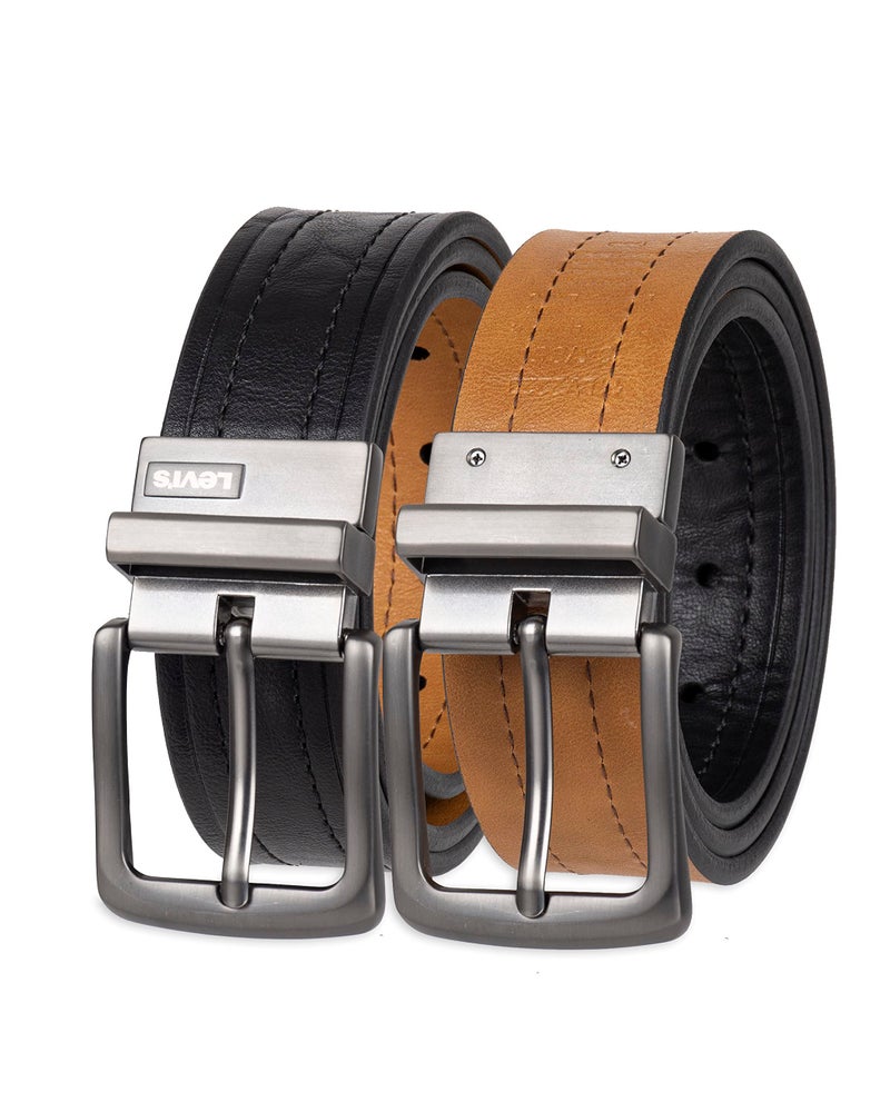 Levi's Men's Reversible Casual Jeans Belt, Black/Tan, 30 (Waist 28) - Image 1