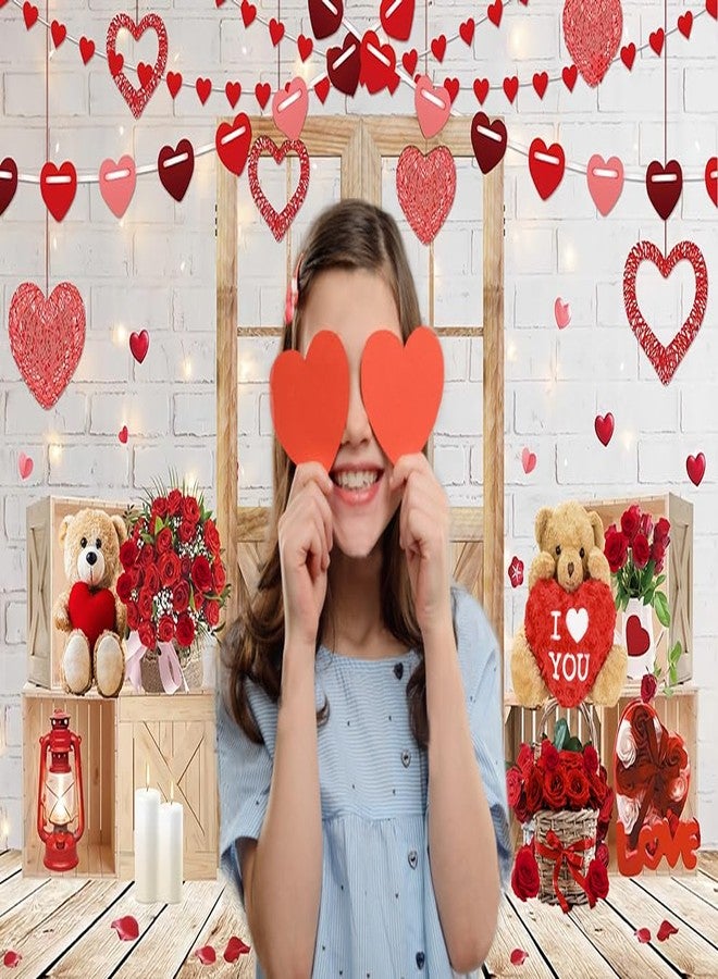 سايله خلفية عيد الحب من CYLYH مقاس 10x8 قدم، خلفية باب خشبي ريفي، خلفيات قلوب حمراء، خلفية جدار من الطوب الأبيض لعيد الحب، خلفيات عيد الأم، لافتة حفلات توديع العزوبية، لافتة حفلات أعياد ميلاد الأطفال D850 - Image 2