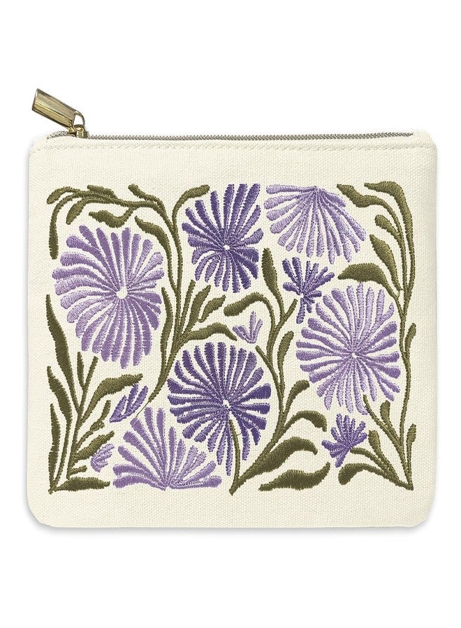 Lady Jayne Women’s Accessory Pouch with Embroidered Design, Zipper, Lining and Tassel - Pouch for Daily Essentials, 8” x 5.5” - Allium (83307) - Image 1