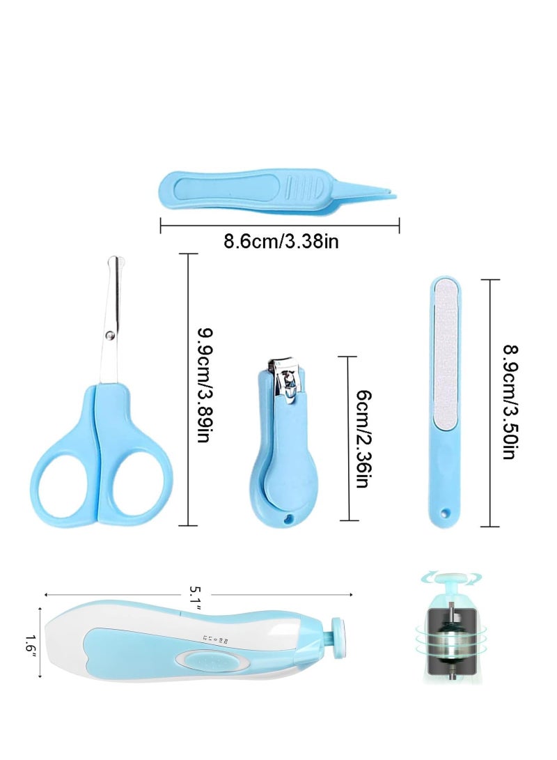 Baby Electric Nail File Drill, 6 in 1 Baby Nail Trimmer, No Sharp Claws Hurt, Nail Care Professional Manicure Pedicure System for Beauty Manicure for Newborn Kids and Adults