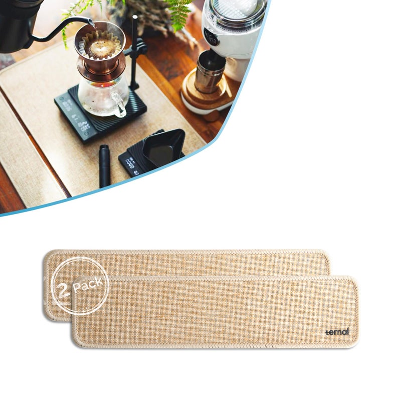 Ternal Harvest Burlap Coffee Bar Mats â€“ (2-Pack) 3x12in Drying Mat with Waterproof Non-Slip Rubber Backing Rustic Fall DÃ©cor for Cups, Glasses, Mugs, Dishes & Seasonal Accessories - Image 1