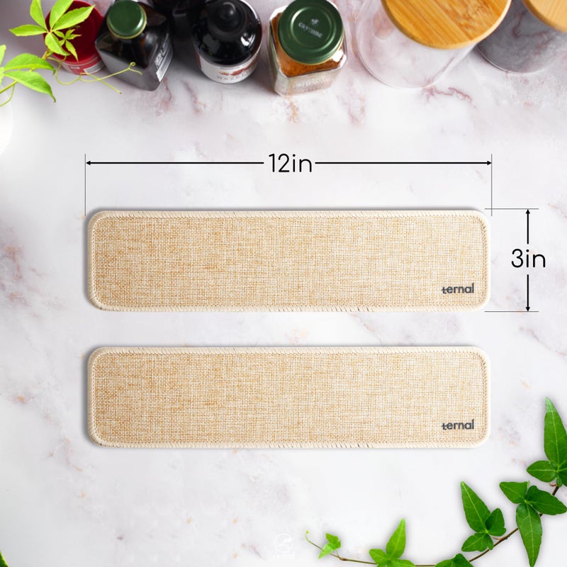 Ternal Harvest Burlap Coffee Bar Mats â€“ (2-Pack) 3x12in Drying Mat with Waterproof Non-Slip Rubber Backing Rustic Fall DÃ©cor for Cups, Glasses, Mugs, Dishes & Seasonal Accessories - Image 2