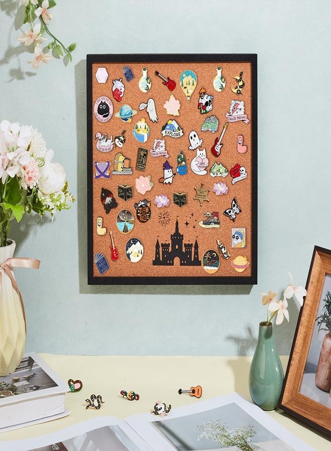 BENECREAT Square Pin Board Printing Castle and Fireworks Cork Board, Bulletin Display Board for Brooch Pin Storage, Office Home and School Decor, 11.8x11.8inch - Image 4