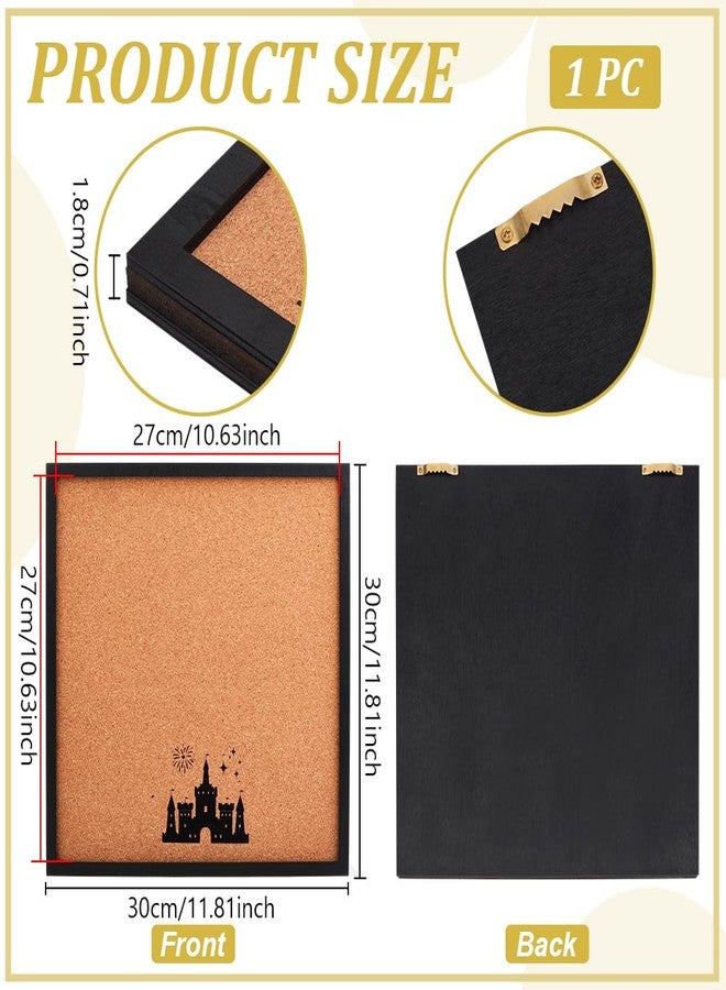 BENECREAT Square Pin Board Printing Castle and Fireworks Cork Board, Bulletin Display Board for Brooch Pin Storage, Office Home and School Decor, 11.8x11.8inch - Image 2