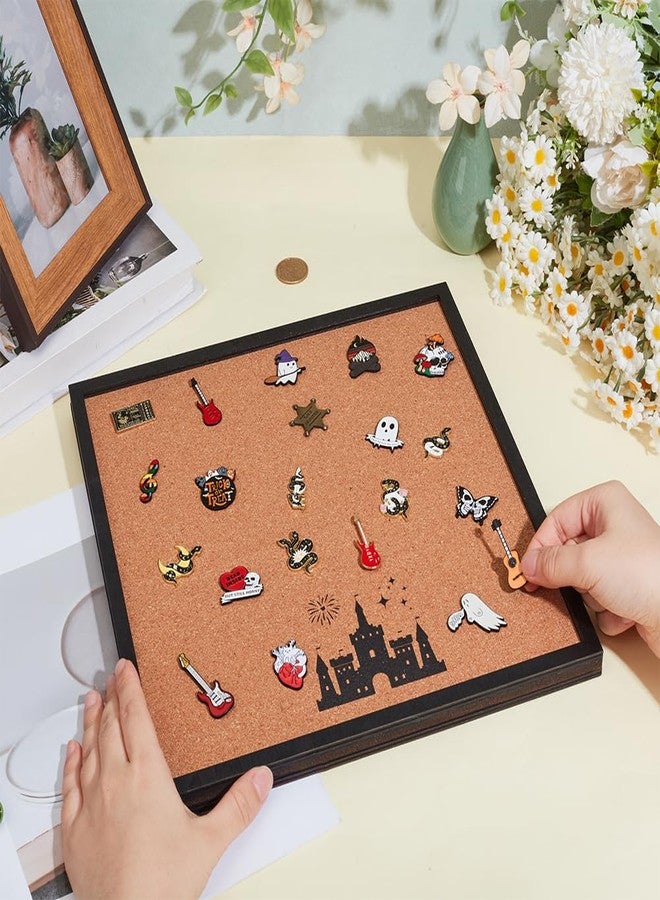 BENECREAT Square Pin Board Printing Castle and Fireworks Cork Board, Bulletin Display Board for Brooch Pin Storage, Office Home and School Decor, 11.8x11.8inch - Image 3