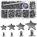 YORANYO 200 Sets Leather Rivets Kit Mixed Sizes Star Studs for Clothing Fabric Gunmetal Rivets With Crafting Tool for Repair Decorate Jackets Shoes Bags Belts Purse - Image 2