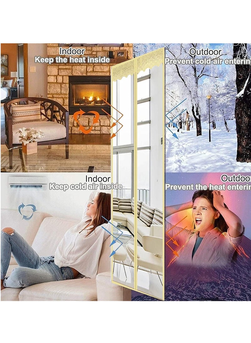 KASTWAVE Insulated Door Curtain - Thermal Magnetic Self-Sealing Door Screen - EVA Keep Bugs Out - Keep Warm in Winter Cool in Summer - Hand Free Closure (100 x 210CM) - Image 3